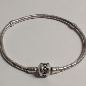 Pandora Silver Snake Chain Bracelet with Logo Barrel Clasp
